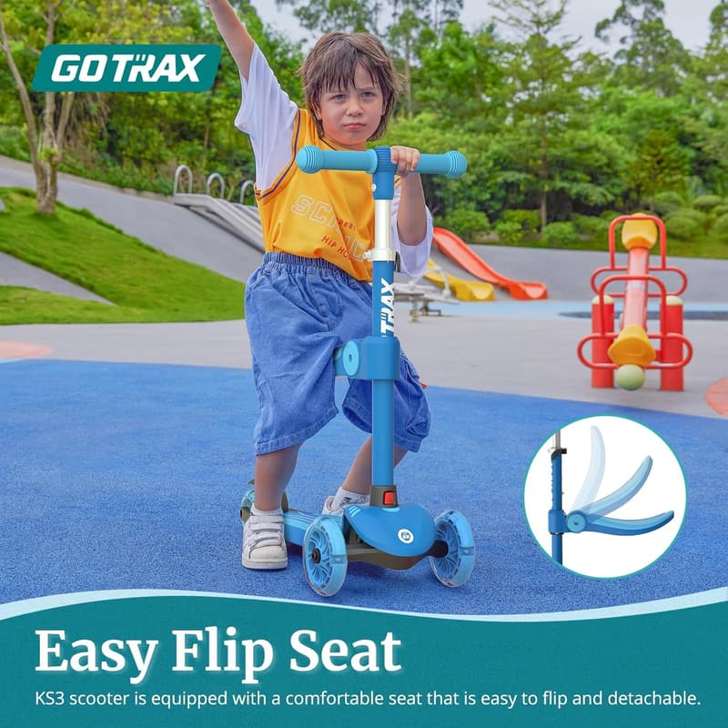 Kids' Kick Scooter with LED Wheels, Adjustable Height, 2-8 年