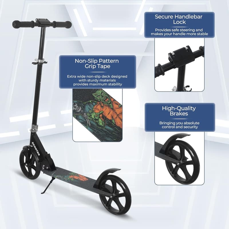 Adjustable Height Folding Kick Scooter for Kids and Teens