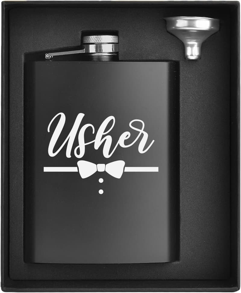 Engraved Stainless Steel Usher Flask - Groomsmen Gift