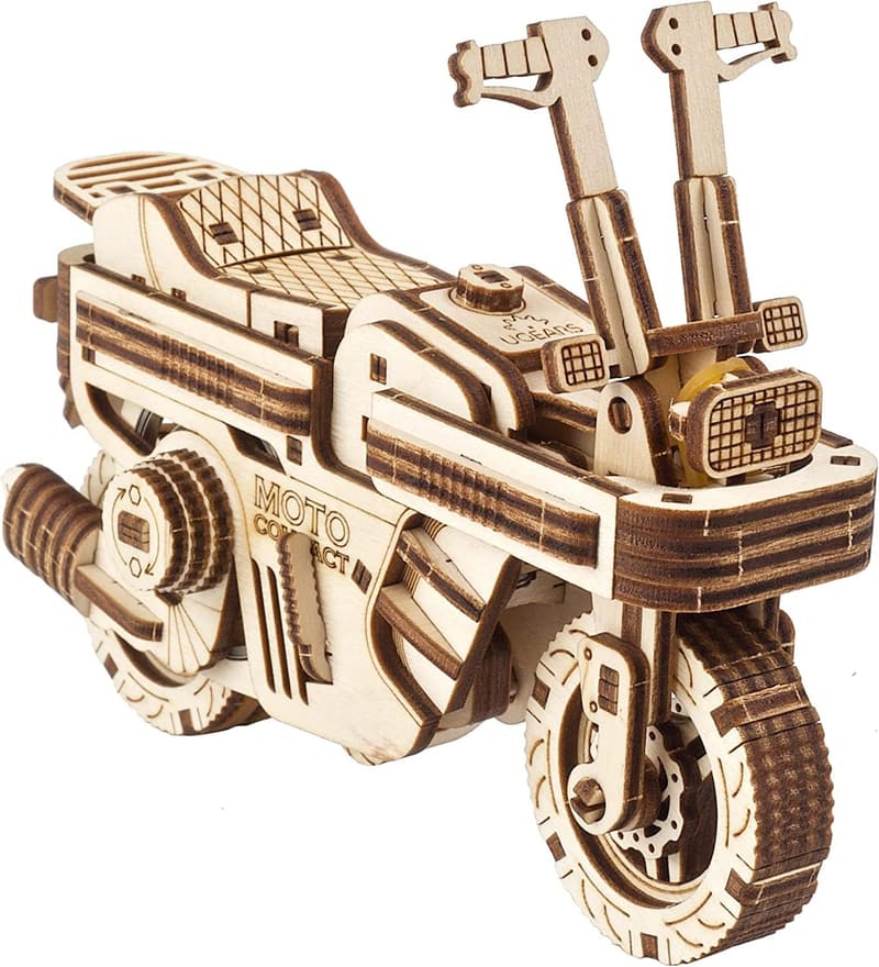 UGEARS Wood Motorcycle Model Kit - Self-Propelled 3D Puzzle for Adults