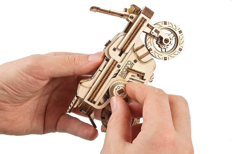 UGEARS Wood Motorcycle Model Kit - Self-Propelled 3D Puzzle for Adults