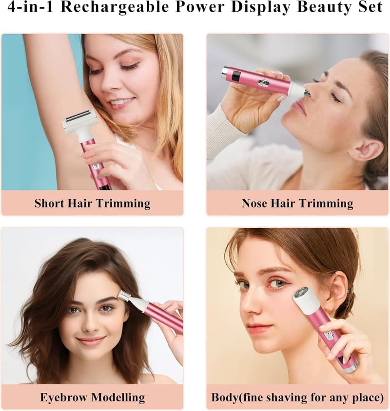 Women's 4-in-1 Cordless Electric Razor & Shaver (Pink)