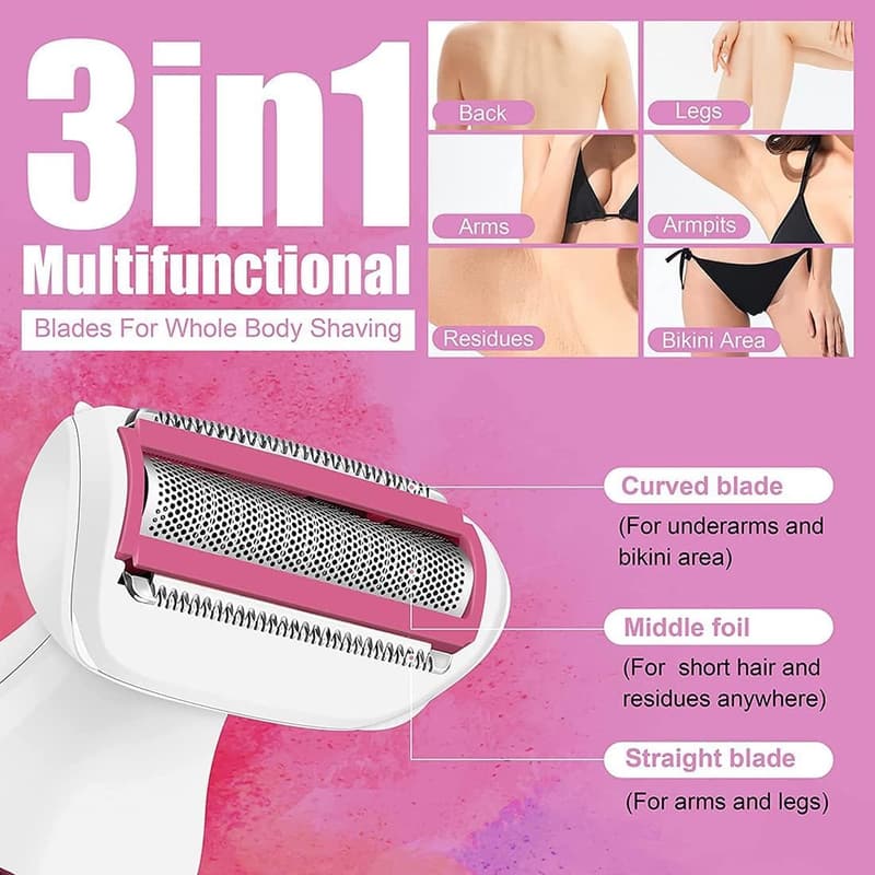 Portable Women's Electric Shaver - 3-in-1 Wet/Dry Razor