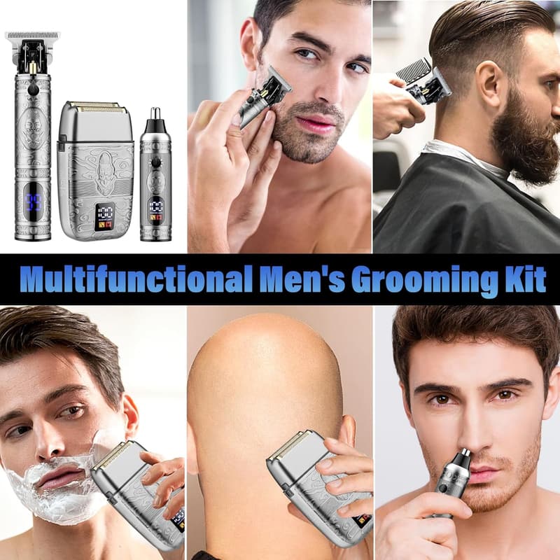 Cordless Hair and Beard Trimmer Grooming Kit for Men