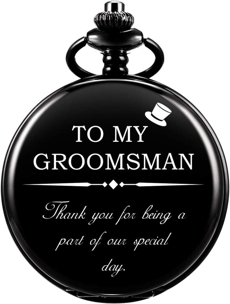 Engraved Pocket Watch for Groomsmen and Ring Bearer