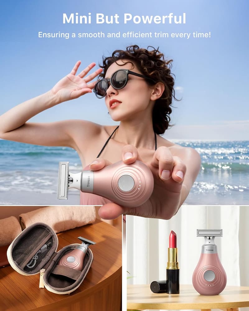 Rose Gold Women's Bikini Line Shaver - Waterproof & USB-C Charging