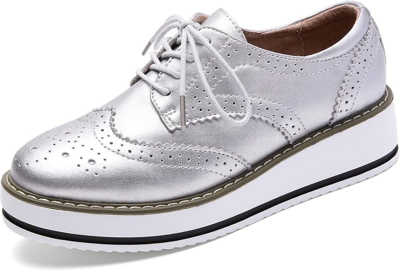 Women's Platform Lace-Up Wingtips Oxfords Shoes