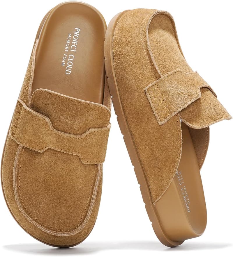 Genuine Suede Women's Clogs with Memory Foam Arch Support