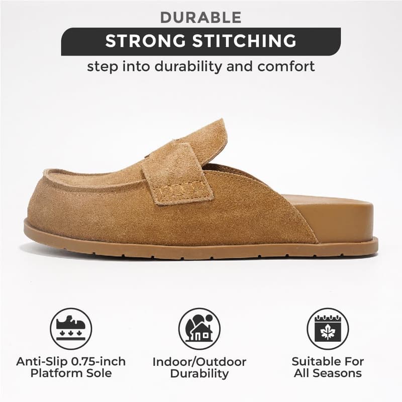 Genuine Suede Women's Clogs with Memory Foam Arch Support