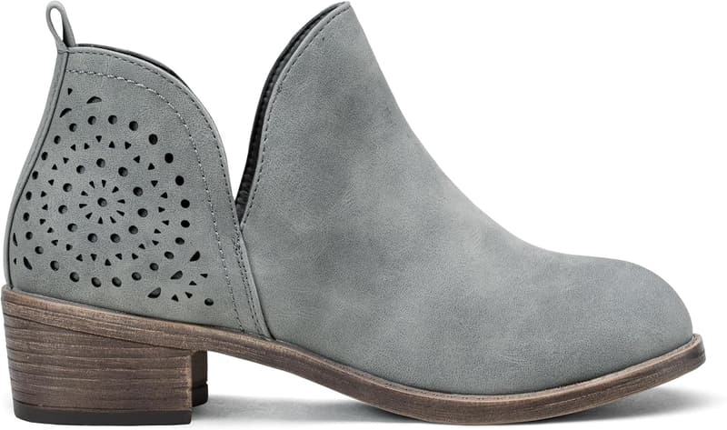 Women's Western Cutout Ankle Boots with Low Heel
