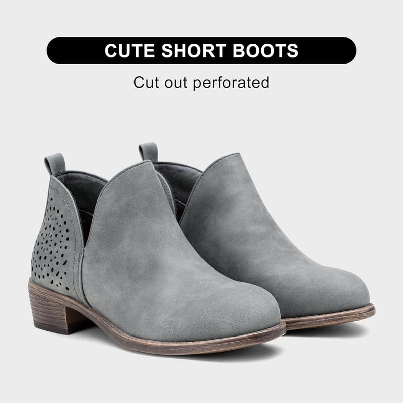Women's Western Cutout Ankle Boots with Low Heel