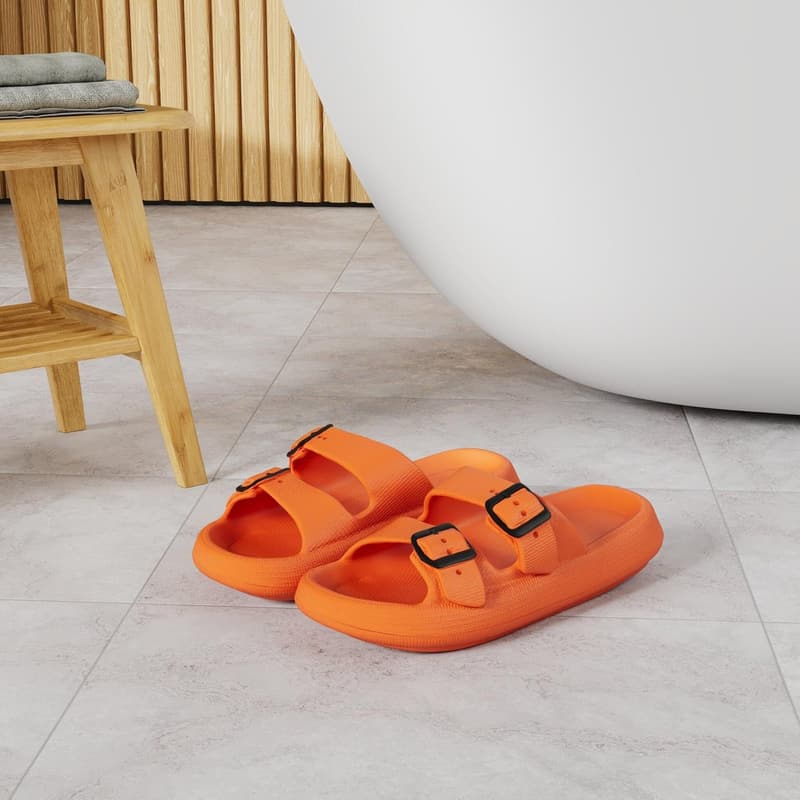 Adjustable Double Buckle Pillow Slippers Sandals for Couples