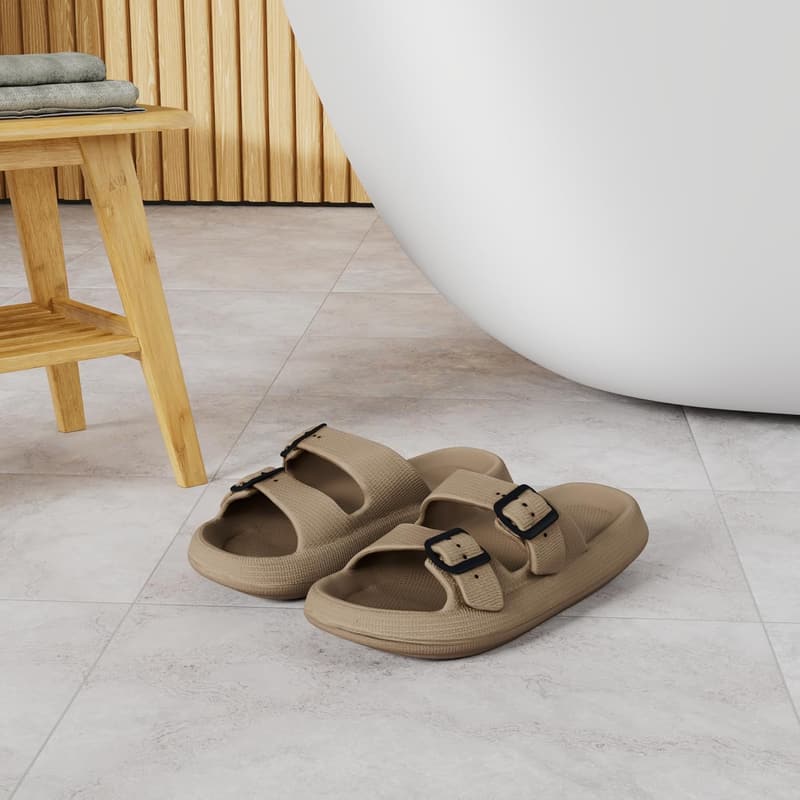 Adjustable Double Buckle Flat Sandals for Men and Women