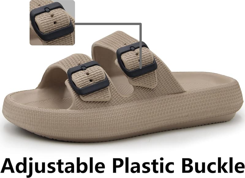 Adjustable Double Buckle Flat Sandals for Men and Women