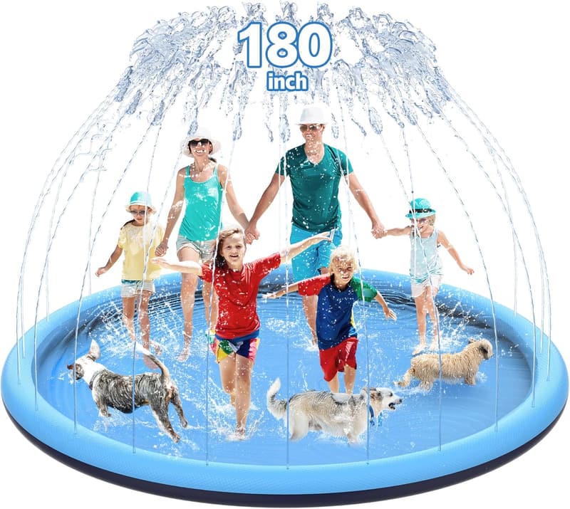 Extra Large Non-Slip Splash Pad for Kids & Dogs, Blue