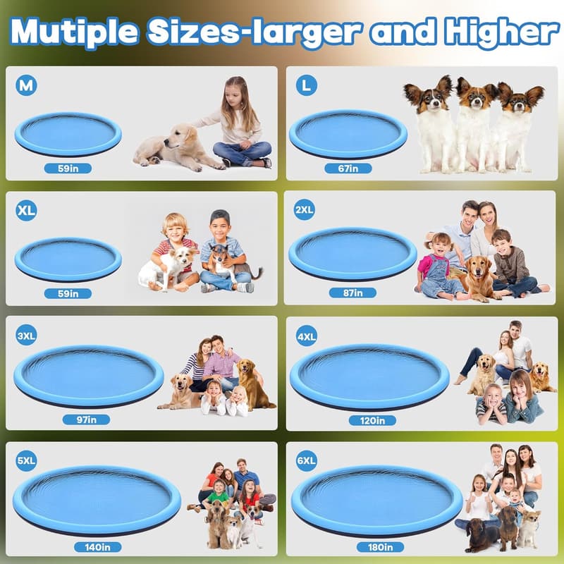 Extra Large Non-Slip Splash Pad for Kids & Dogs, Blue
