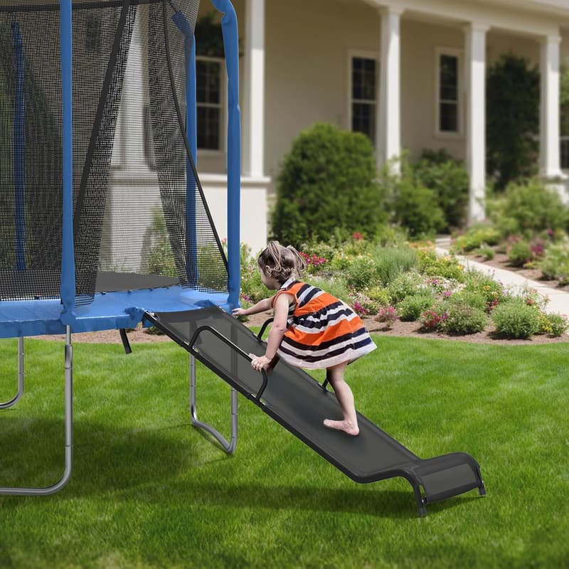 Kids' Trampoline Slide with 6 Handles and Safety Ladder