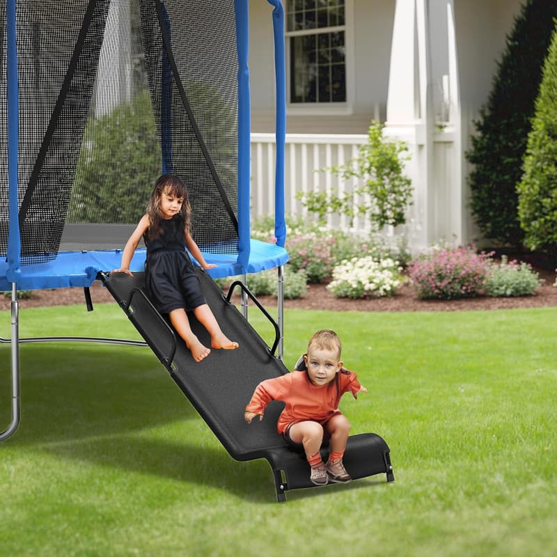 Kids' Trampoline Slide with 6 Handles and Safety Ladder