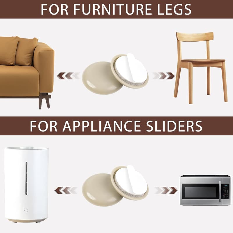 24 PCS Self-Stick Furniture Sliders for Smooth Gliding