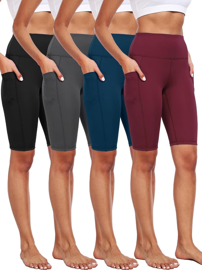 Women’s Biker Compression Leggings 3-Pack with Pockets