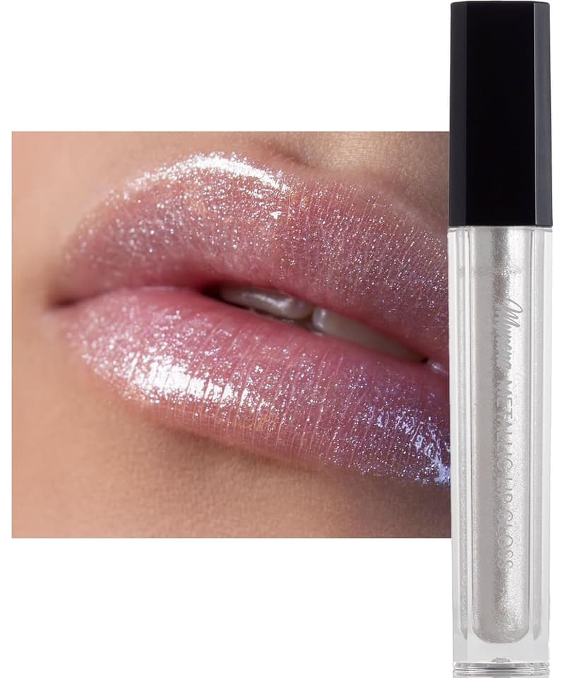 Iridescent Silver Glitter Lip Gloss - Lightweight, Paraben-Free