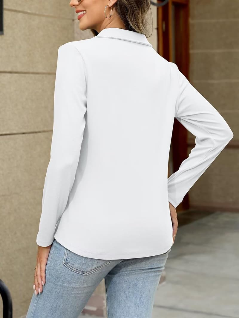 Casual Color Block V-Neck Long Sleeve Top for Women