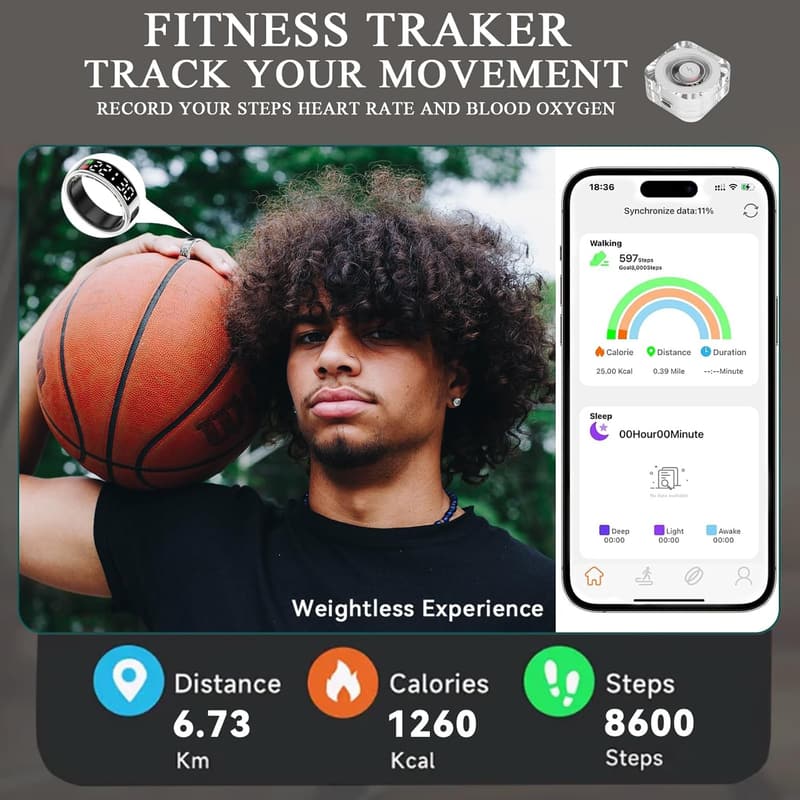 Fathers Day Health Smart Ring for Men & Women, IP68 Waterproof