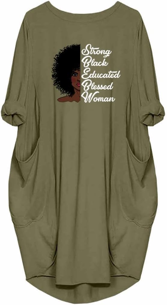 Women's Black Long Sleeve Pocket Tunic Dress