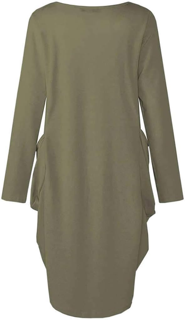 Women's Black Long Sleeve Pocket Tunic Dress