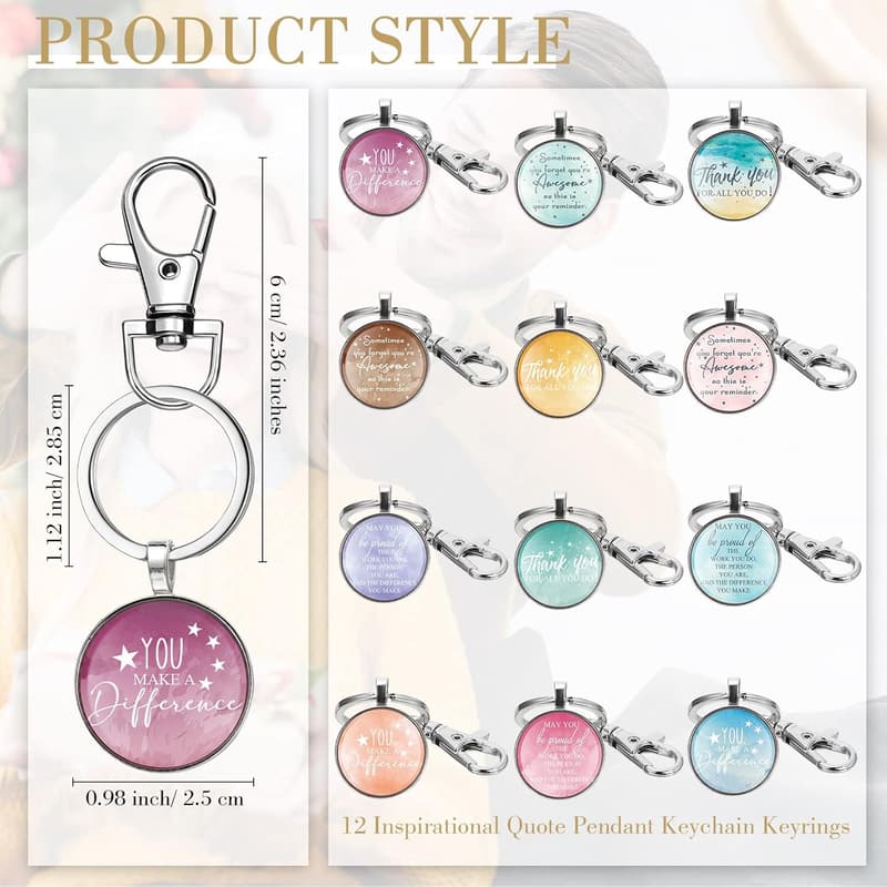 Employee Appreciation Keychain Set – 12 Thank You Gifts for Women