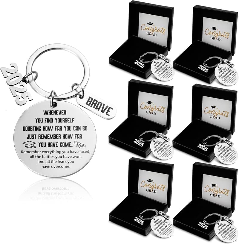 Class of 2025 Graduation Keychains Set with Inspirational Card