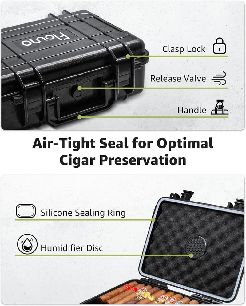 Large Portable Travel Cigar Humidor with Cutter & Humidifier
