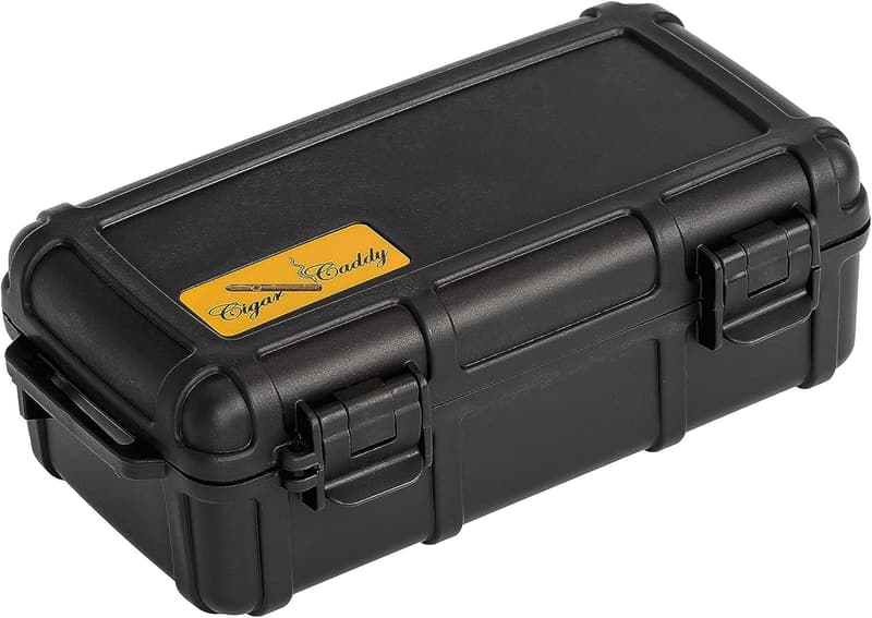 Matte Black Travel Cigar Humidor Case - Holds 10 Cigars