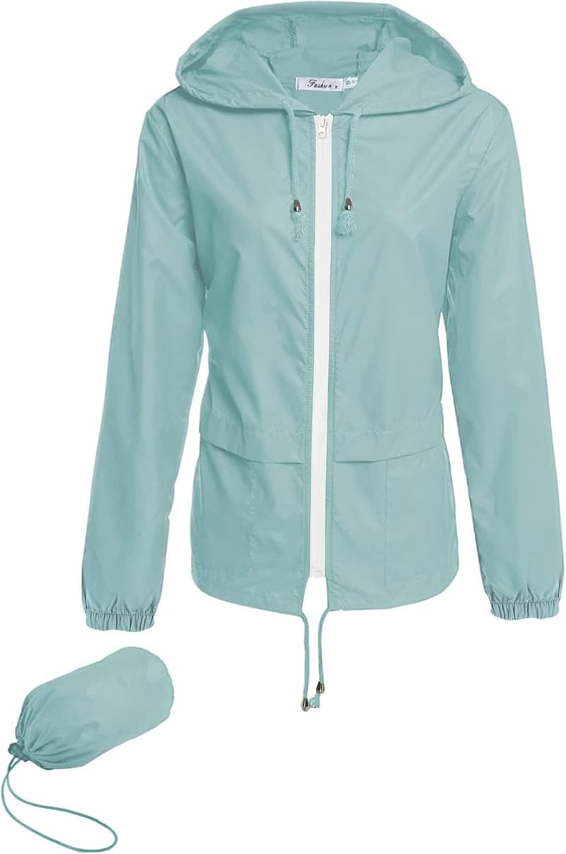 Women's Packable Waterproof Hooded Raincoat for Outdoors