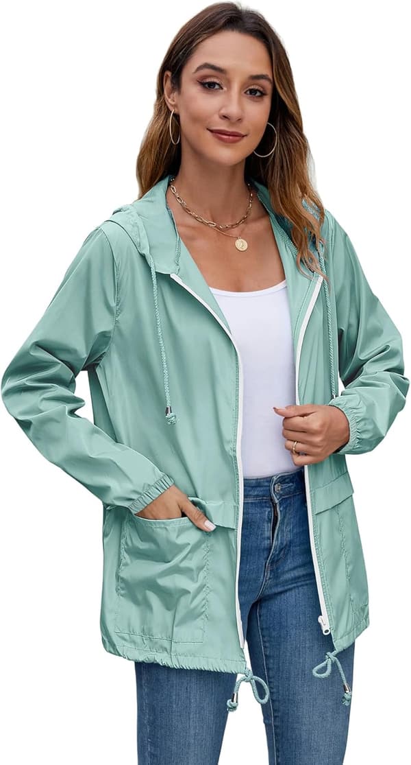 Women's Packable Waterproof Hooded Raincoat for Outdoors