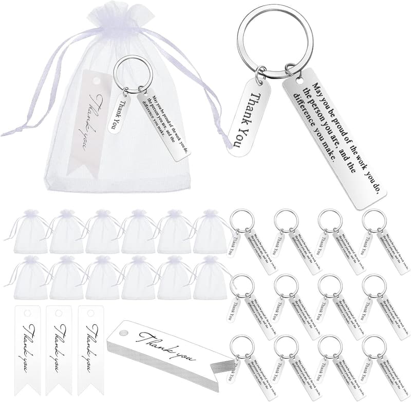 Employee Appreciation Graduation Keychain Set with Thank You Cards