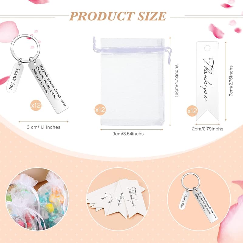 Employee Appreciation Graduation Keychain Set with Thank You Cards