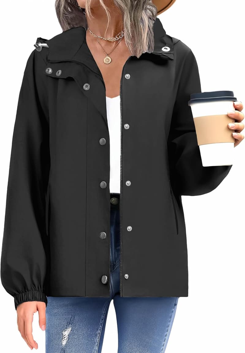 Women's Lightweight Waterproof Rain Jacket with Hood