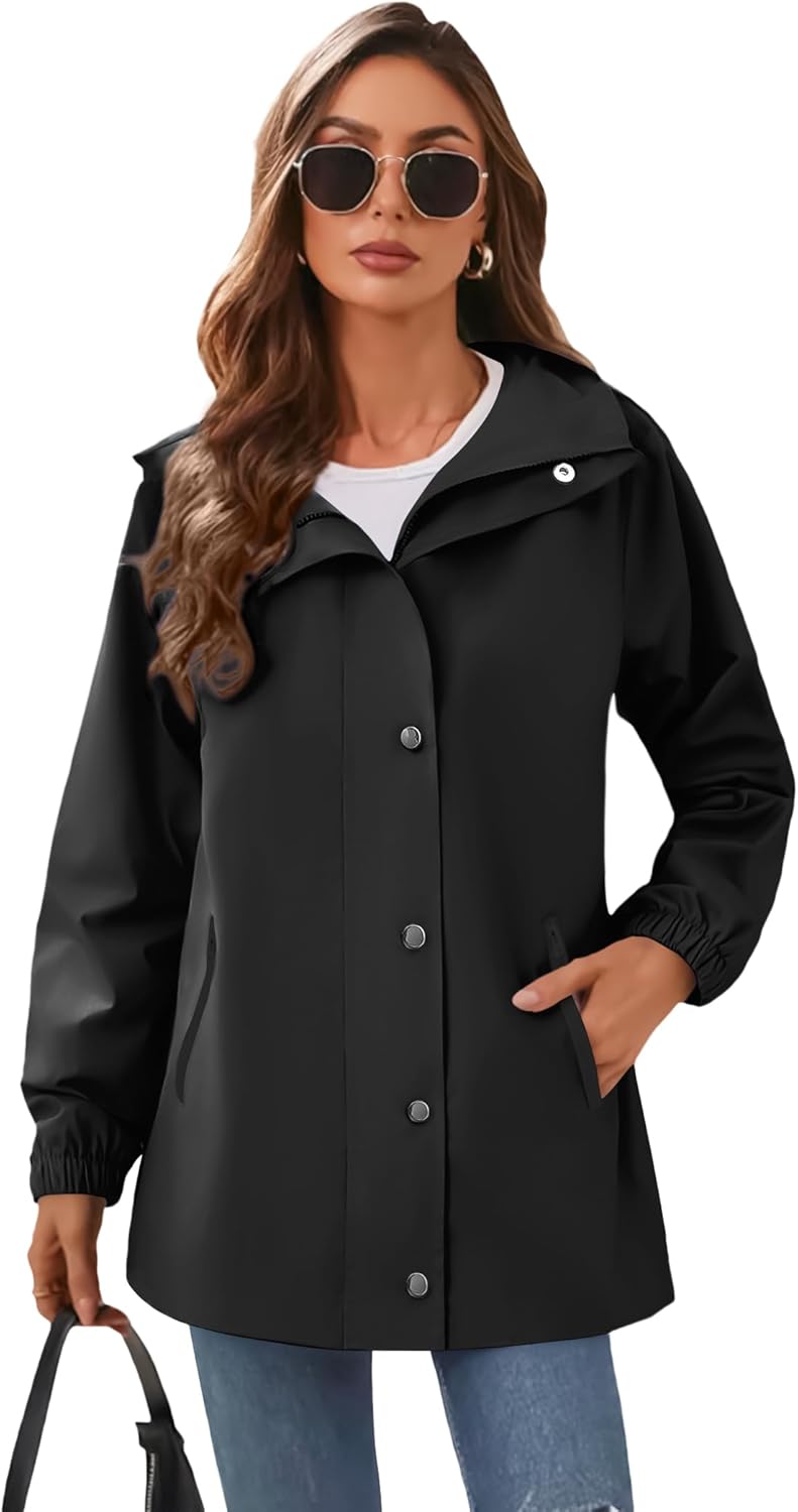 Women's Lightweight Waterproof Rain Jacket with Hood