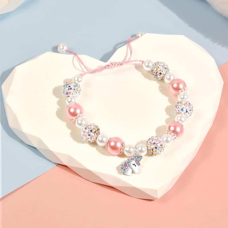 Kindergarten Graduation Unicorn Bracelet with Pearl & Rhinestones