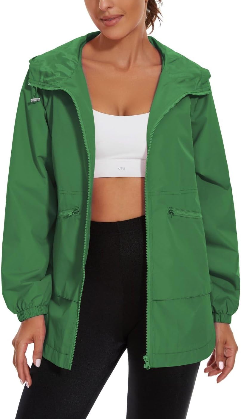 Lightweight Waterproof Hooded Raincoat for Women