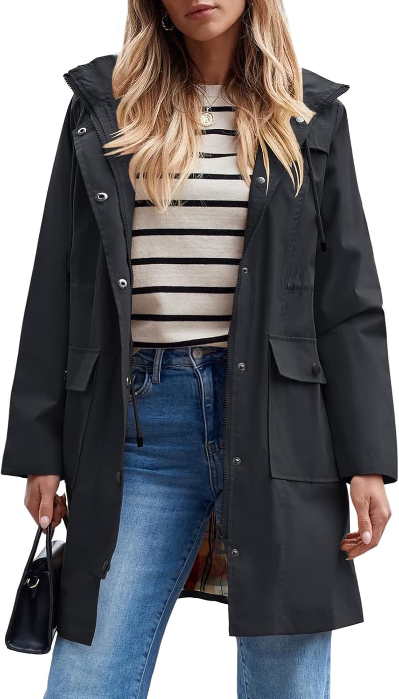 Lightweight Hooded Rain Jacket for Women