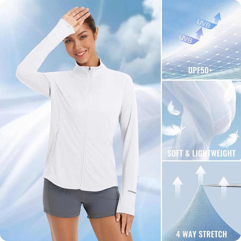 Women's Lightweight Running Jacket with UPF 50+ Sun Protection