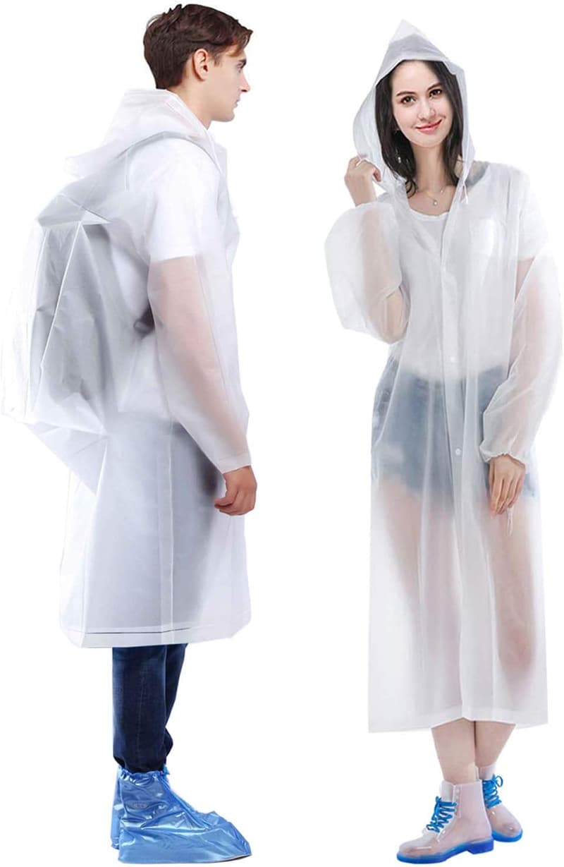 Packable Rain Ponchos for Adults - 2 Pack with Hood