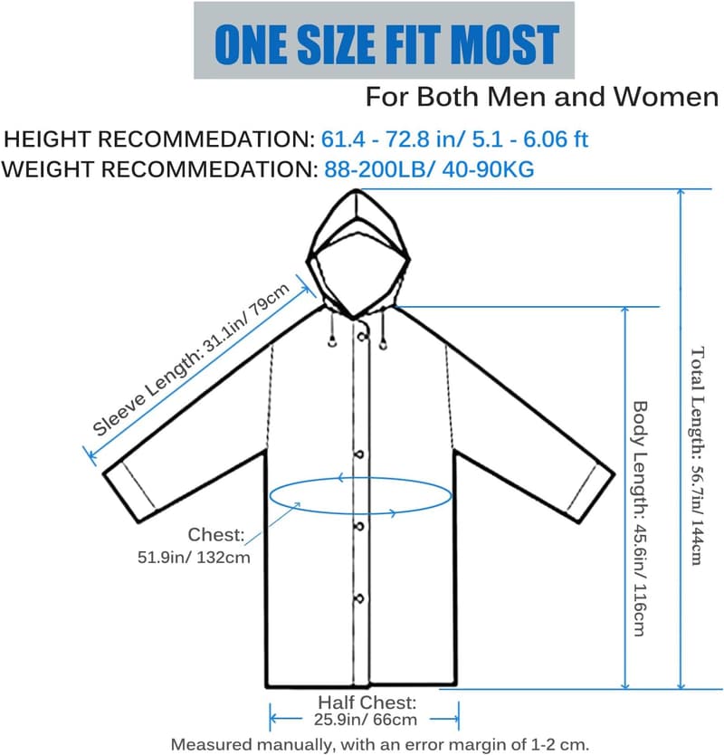 Packable Rain Ponchos for Adults - 2 Pack with Hood