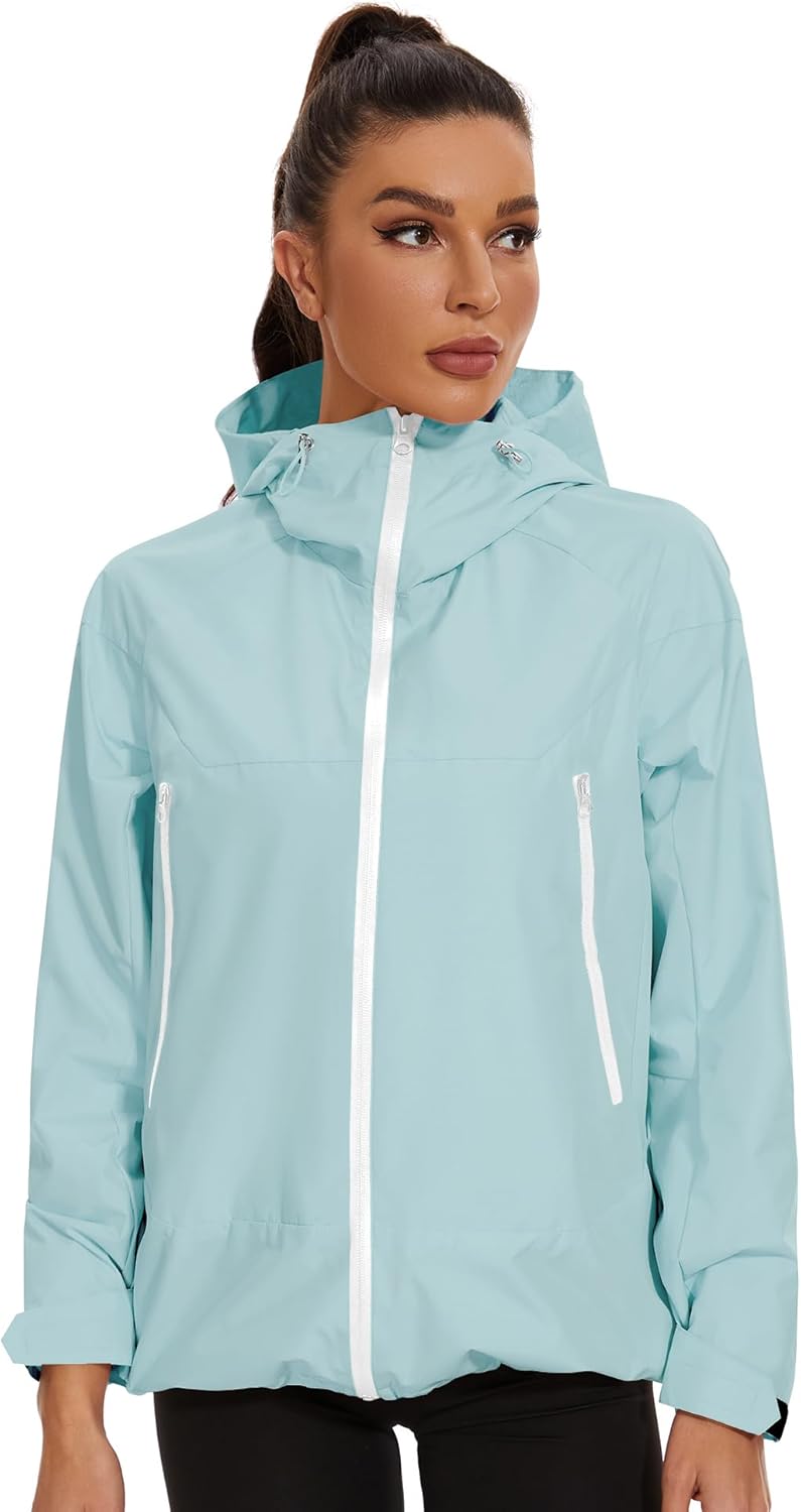 Waterproof Lightweight Rain Jacket for Women with Hood