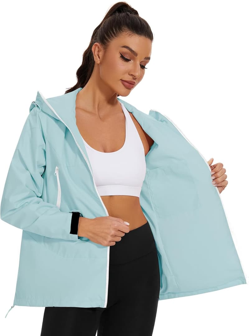 Waterproof Lightweight Rain Jacket for Women with Hood