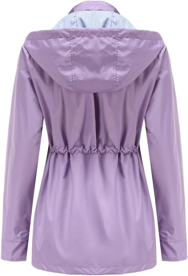 Lightweight Waterproof Hooded Rain Jacket for Women