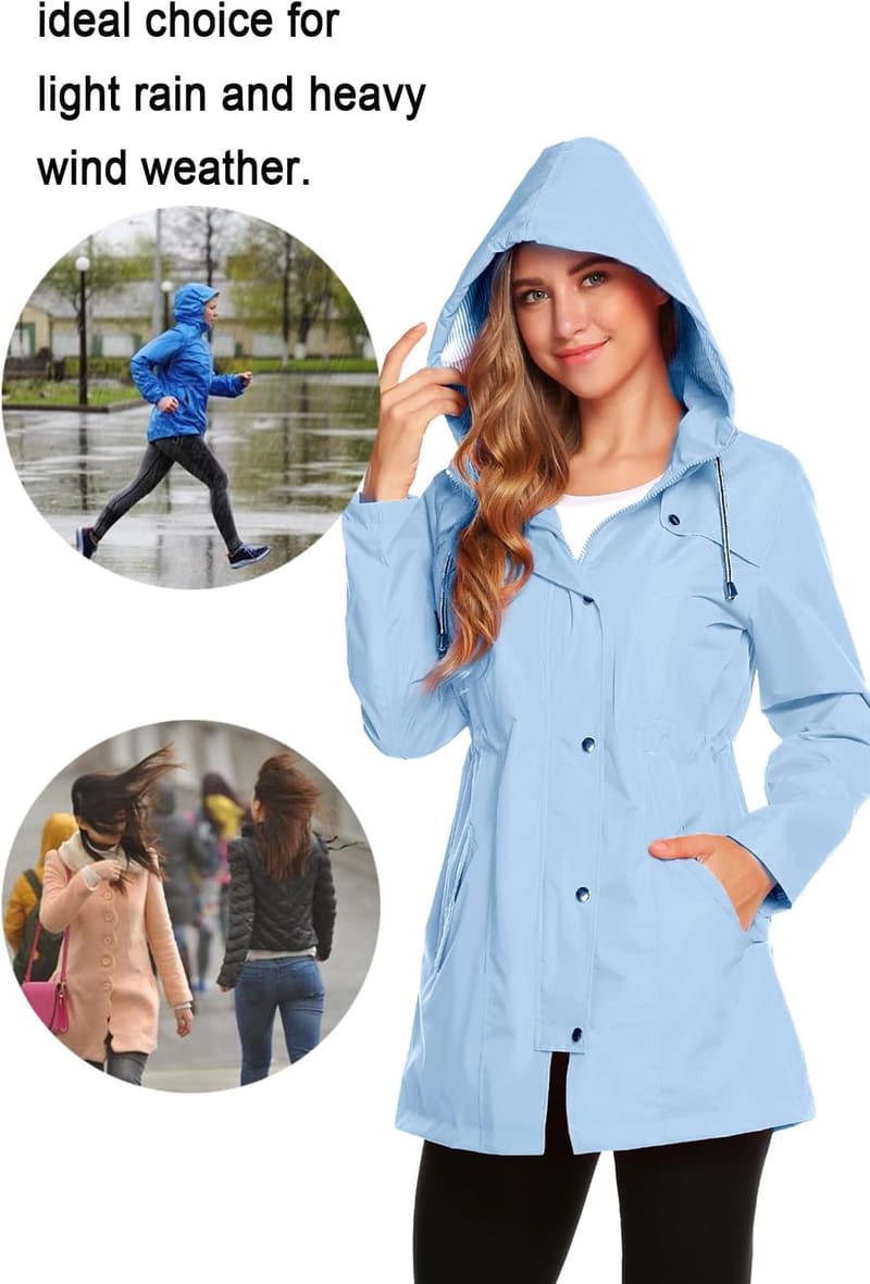 Lightweight Waterproof Hooded Jacket for Women