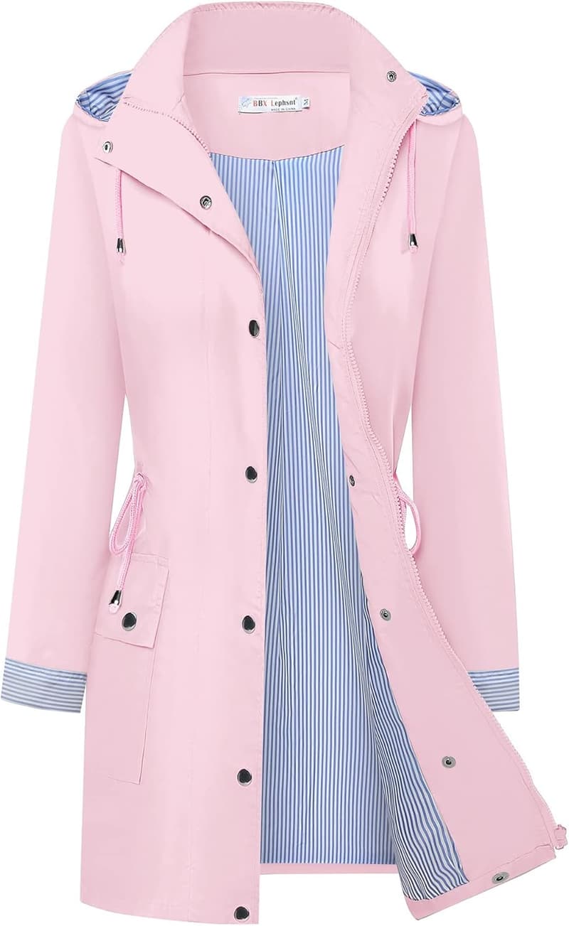 Lightweight Waterproof Hooded Rain Jacket for Women